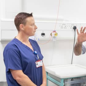 Humza Yousaf visits Forth Valley Royal Hospital, Larbert, to mark the 75th anniversary of the NHS in July (Picture: Lesley Martin/pool/Getty Images)
