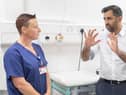 Humza Yousaf visits Forth Valley Royal Hospital, Larbert, to mark the 75th anniversary of the NHS in July (Picture: Lesley Martin/pool/Getty Images)