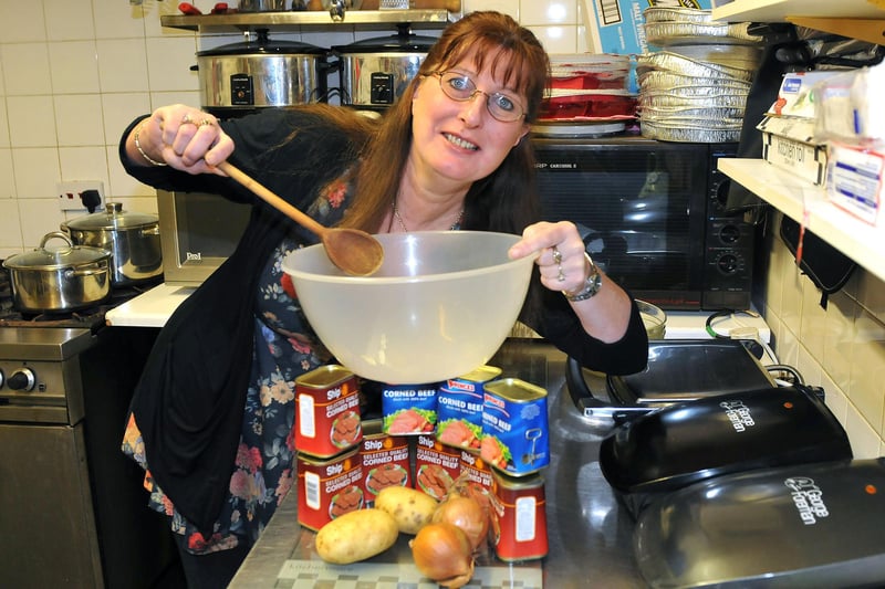 Landlady of The Causeway Thema Adams was set to make her Corned Beef pie in this 2013 photo - but why was it in the spotlight? Tell us more.