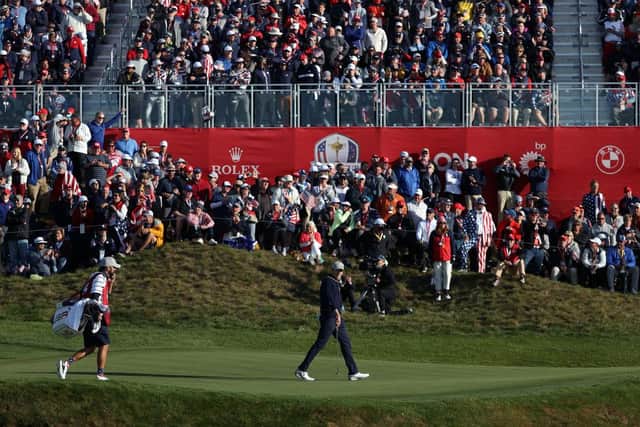 Jordan Spieth walks across the course at Whistling Straits in front of a huge home crowd.Picture: Patrick Smith/Getty Images.