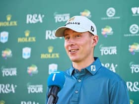 Euan Walker is interviewed following the third round of the Rolex Challenge Tour Grand Final supported by The R&A at Club de Golf Alcanada in Mallorca. Picture: Aitor Alcalde/Getty Images.