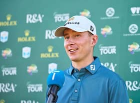 Euan Walker is interviewed following the third round of the Rolex Challenge Tour Grand Final supported by The R&A at Club de Golf Alcanada in Mallorca. Picture: Aitor Alcalde/Getty Images.