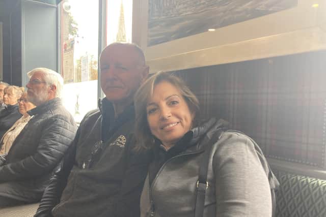 Mitsi and Mark Andrews, from Denver, Colorado, wanted to watch the funeral with Deeside people. PIC: Contributed.