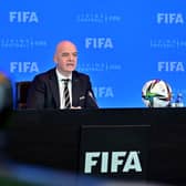 FIFA President Gianni Infantino during the 71st FIFA Virtual Congress & Council meeting earlier this year. (Photo by Pool/Getty Images)