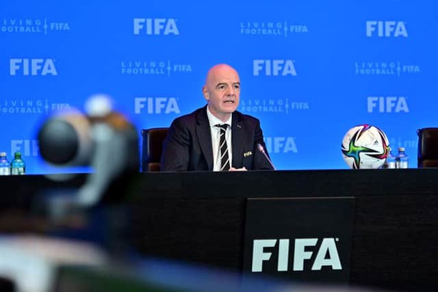 FIFA President Gianni Infantino during the 71st FIFA Virtual Congress & Council meeting earlier this year. (Photo by Pool/Getty Images)