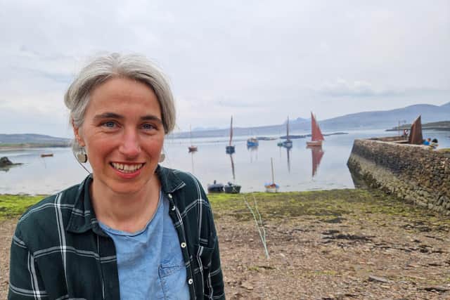 Charlotte Watters, an artist and organiser of Luggerfest in Ullapool who arrived at Tanera on Monday night as part of the fleet of old herring boats coming back to the island. PIC: A Campsie.