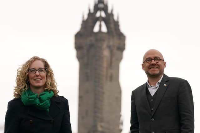 Scottish Green Party co-leaders Lorna Slater and Patrick Harvie beside the Wallace Monument ahead of the party conference earlier this year.
