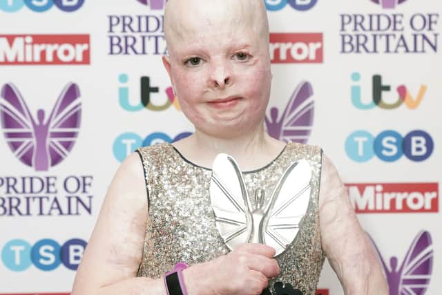 Elizabeth Soffee with her Child of Courage award at the Pride of Britain Awards held at The Grosvenor House Hotel, London.