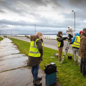 Rising Scottish screen star Silvie Furneaux, who plays Morgan, the daughter of detective inspector Annika Strandhed, on location on location in Helensburgh. Picture: Graeme Hunter