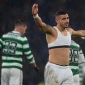 Celtic's Giorgos Giakoumakis performs a top-swinging celebration after his 95th minute goal secured the club's 2-0 Viaplay League Cup semi-final on Saturday night. And with the striker appearing on his way out, it seems the club's manager Ange Postecoglou is content for any number of his current personnel to lose their shirts as he pursues constant squad renewal.(Photo by Craig Foy / SNS Group)