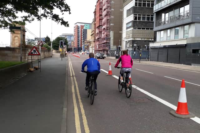 Temporary new cycle lanes could become permanent. Picture: The Scotsman.