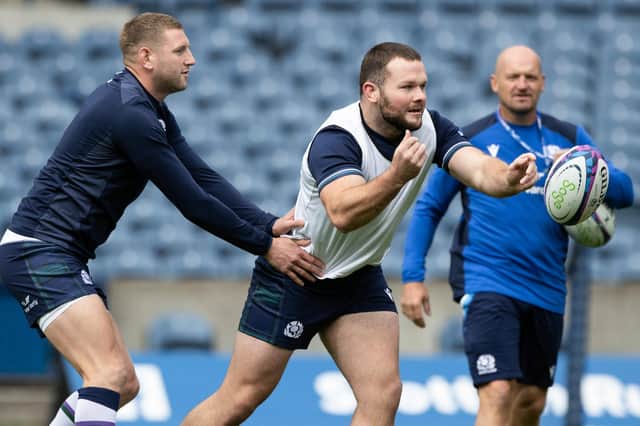 Ewan Ashman during a Scotland training session at Scottish Gas Murrayfield, ahead of the France match. (Photo by Craig Williamson / SNS Group)