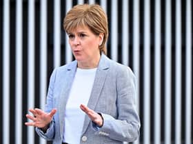 First Minister Nicola Sturgeon talks with the media after receiving her second dose of the Oxford/AstraZeneca Covid-19 vaccine. Picture: Jeff J Mitchell/PA Wire