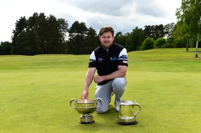 Paul O’Hara of North Lanarkshire Leisure Ltd poses with the PGA Professional Championship and PGA Play Offs trophies at Blairgowrie. Picture: Richard Martin-Roberts/Getty Images for PGA.
