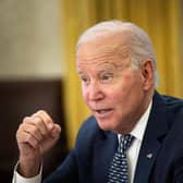 US President Joe Biden speaks during a briefing. Picture: Brendan Smialowski/AFP via Getty Images