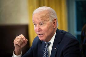US President Joe Biden speaks during a briefing. Picture: Brendan Smialowski/AFP via Getty Images