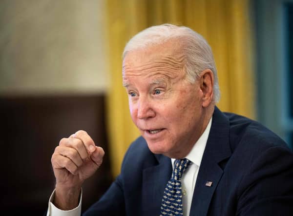 US President Joe Biden speaks during a briefing. Picture: Brendan Smialowski/AFP via Getty Images