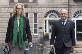 Scottish Green co-leaders Patrick Harvie and Lorna Slater arrive at Bute House in Edinburgh. Picture: Lesley Martin/PA Wire