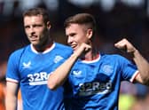 Rangers' Charlie McCann celebrates scoring their side's second goal of the game during a pre-season friendly match at Bloomfield Road, Blackpool.