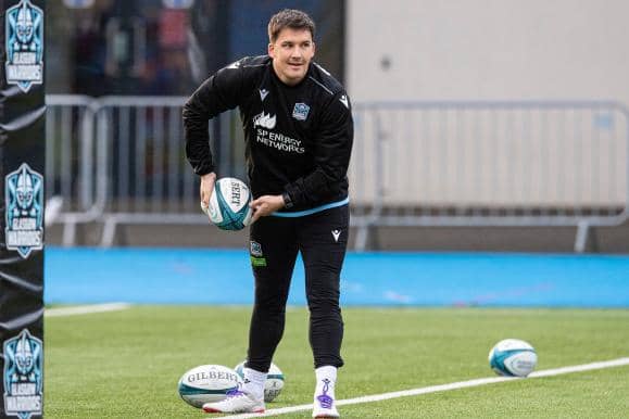 Sam Johnson during a Glasgow Warriors training session at Scotstoun Stadium, on November 23, 2021, in Glasgow, Scotland. (Photo by Ross MacDonald / SNS Group)