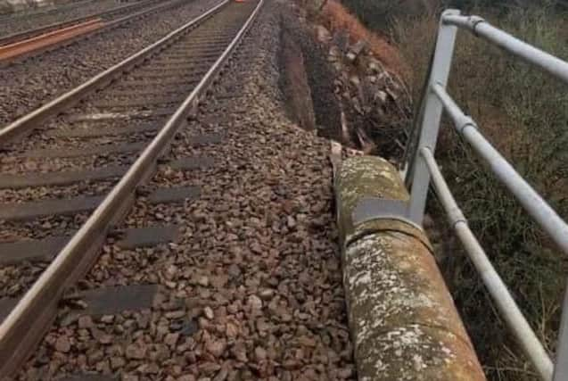 Damage beside the track on right