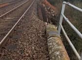 Damage beside the track on right