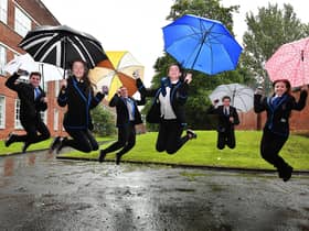 6th year students at Lourdes Secondary School, Josef Sheidiq, Amy Patterson, Morgan Grant, Laura Stewart, Josh Traynor and Weronika Glazreceive their exam resulys by text to their mobile phone yesterday.