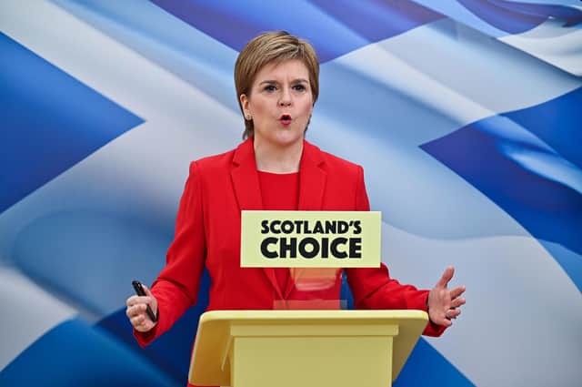 Nicola Sturgeon, launches her party's manifesto from a conservatory at her home in Glasgow