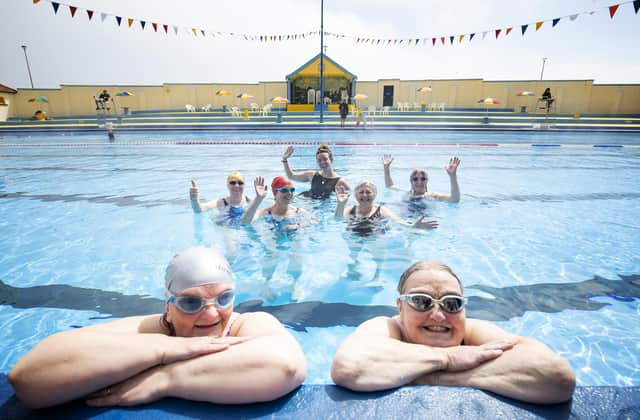 Scots will come together on Sunday to mark the first national “Thank You Day”. Big post-lockdown smiles here at the Stonehaven Open Air Pool in Aberdeenshire. Picture: Jane Barlow/PA