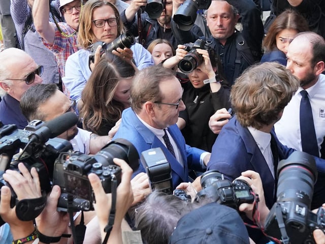 Actor Kevin Spacey arrives at Westminster Magistrates Court in London, after being charged with sexual offences against three men. The 62-year-old former Hollywood star is accused of four counts of sexual assault and one count of causing a person to engage in penetrative sexual activity without consent.