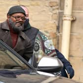 Samuel L Jackson seen on set during filming of the Marvel Disney Plus series Secret Invasion at The Piece Hall, Halifax, earlier this year. (Photo by Gerard Binks/Getty Images)