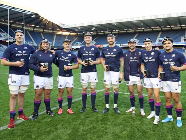 Edinburgh's Marshall Sykes, Pierre Schoeman, Jamie Hodgson and Luke Crosbie were among eight Scotland debutants against Tonga. (Photo by Craig Williamson / SNS Group)