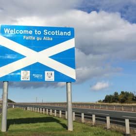 A convoy gathered at the Scottish Border on Saturday warning motorists from England to stay away.