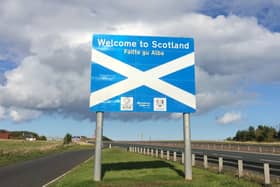 A convoy gathered at the Scottish Border on Saturday warning motorists from England to stay away.