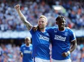 Rangers' Scott Arfield celebrates scoring his side's third goal against St Johnstone. (Photo: Robert Perry/PA Wire.)