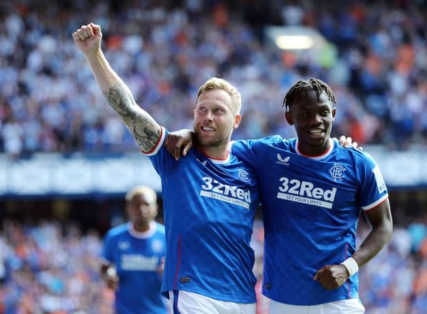 Rangers' Scott Arfield celebrates scoring his side's third goal against St Johnstone. (Photo: Robert Perry/PA Wire.)