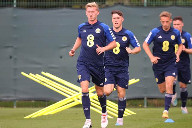 Josh Doig, centre, will be part of the Scotland Under-21 squad travelling to Jean to face Spain.