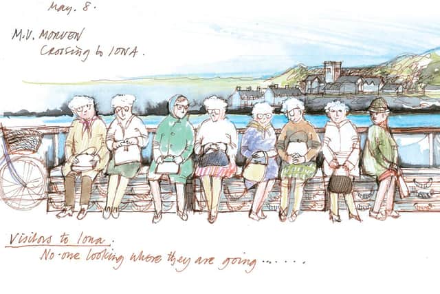 Visitors to Iona. Picture: Mairi Hedderwick