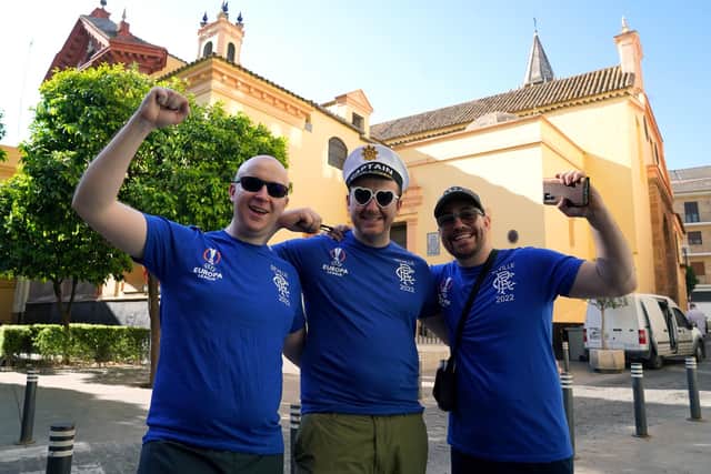 Rangers fans are arriving in Seville in huge numbers ahead of the Europa League final against Eintracht Frankfurt (Picture: Andrew Milligan/PA Wire)
