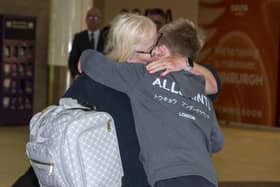 Passengers arrive on the first Emirates to Edinburgh flight from Dubai after US/Israel attack