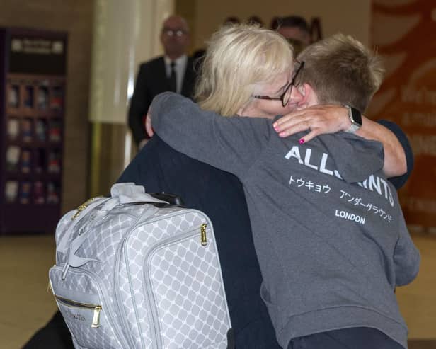 Passengers arrive on the first Emirates to Edinburgh flight from Dubai after US/Israel attack