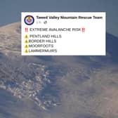 Mountain rescue team issue 'extreme' avalanche warning for hills in southern Scotland. This picture was taken following an avalanche at Turnhouse Hill in January this year picture: supplied