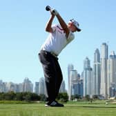Stephen Gallacher tees off on the eighth hole on the Majlis Course at Emirates Golf Club during the 2015 Omega Dubai Desert Classic. Picture: Warren Little/Getty Images.