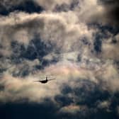 A flight taking off from Glasgow Airport.