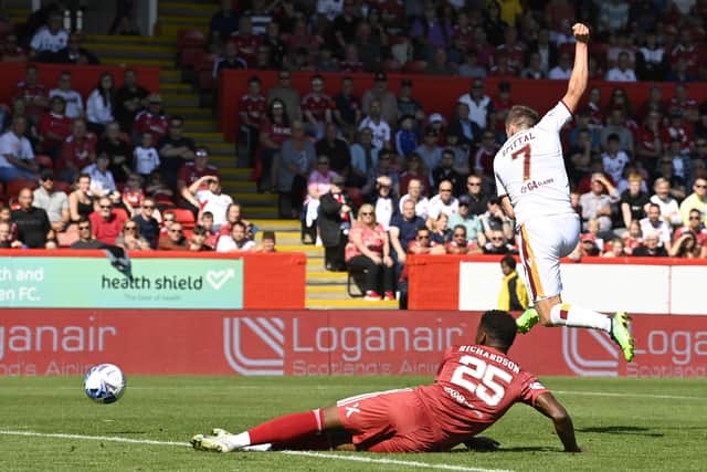 Motherwell's Blair Spittal opened the scoring at Pittodrie. (Photo by Rob Casey / SNS Group)