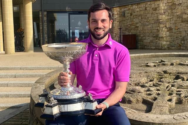 Inverness member Jonathan Keith shows off the Craws Nest Tassie after his win at this year's Senior Open venue Picture: Carnoustie Golf Links