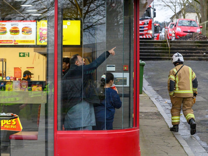 People in Pepe's restaurant had a close up view of the firefighting.
