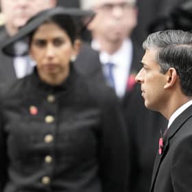 Rishi Sunak and Suella Braverman at Sunday's National Service of Remembrance before the Prime Minister sacked his Home Secretary (Picture: Kin Cheung - WPA Pool/Getty Images)
