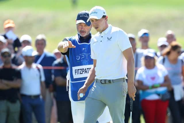 Matthew Fitzpatrick with his caddie Billy Foster during the final round of the DS Automobiles Italian Open at Marco Simone Golf Club. Picture: Andrew Redington/Getty Images.