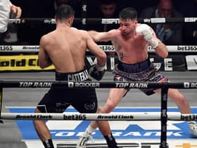 Josh Taylor (R) and Jack Catterall during the WBA, WBC, WBO & IBF world super-lightweight title fight at the OVO Hydro, on February 26 last year.